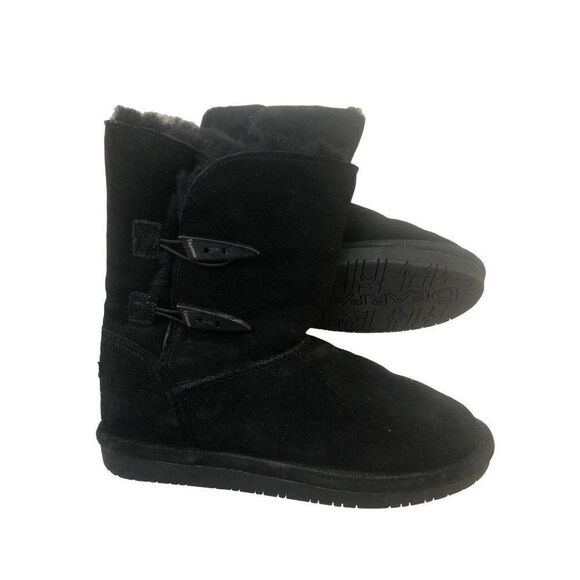 BearPaw Womans Snow Boot 682W Shuede Sheepskin Wool 9” tall Size 6 - Picture 2 of 8